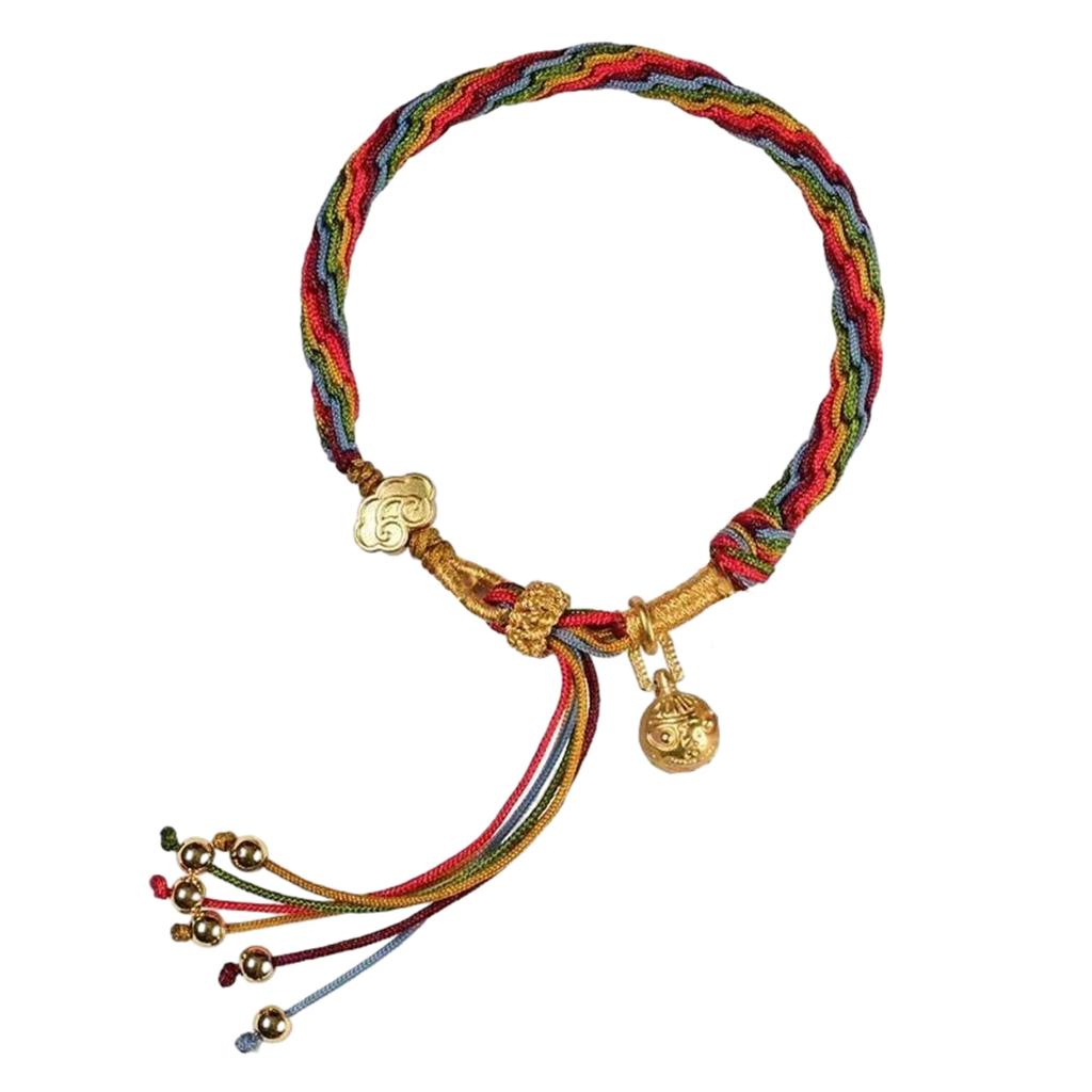 Colorful Knitting Bracelet With Pendant Temperament Versatile Wristlace Birthday Christmas Gift