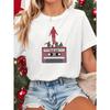Women's Running Up That Hill Iconic Song Print T-Shirt - White Short Sleeve Round Neck Top with Signature Phrase - Casual, Casual Attire