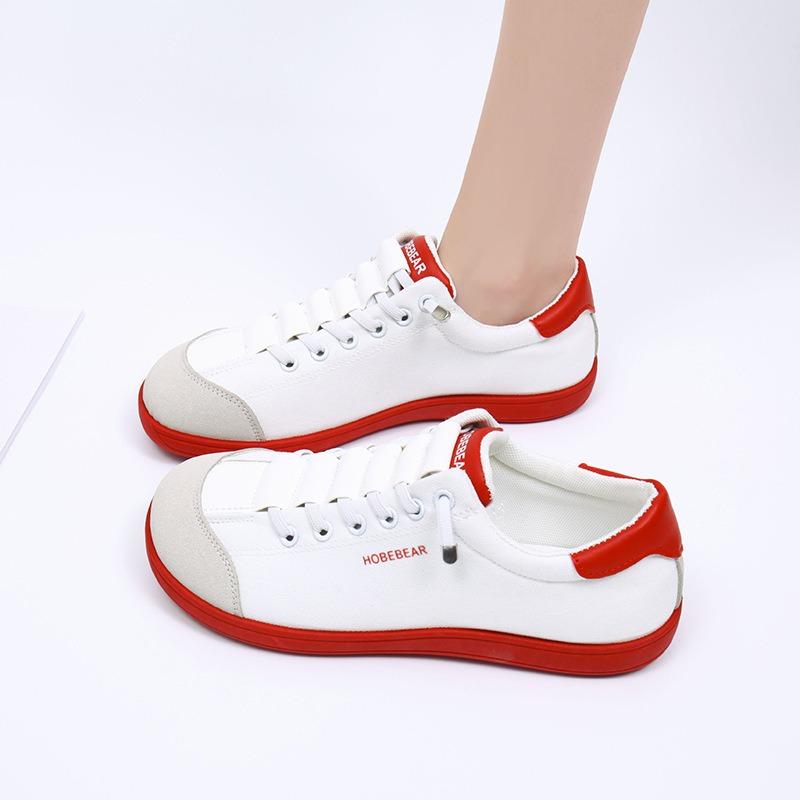 Couple autumn breathable new one-pedal canvas wide last shoes casual little white shoes wide head barefoot shoes