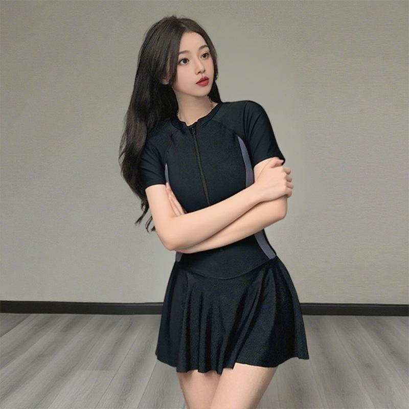 Women's Sport One-Piece High-End Conservative Slimming Swimsuit Dress for Vacation