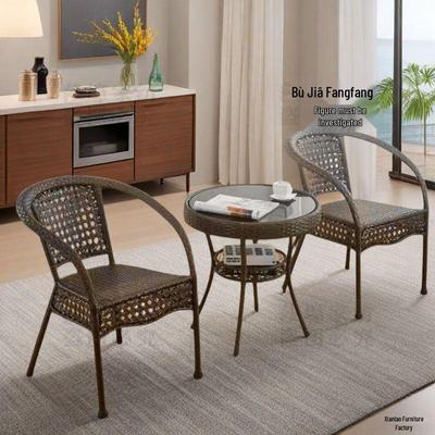 Elegant Hand-Woven Waterproof Rattan Chair - Thickened, High-End Design for Home