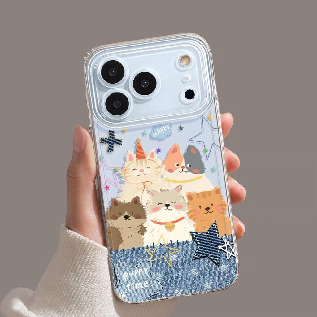 Apple 17ProMax Space Shell Phone Case iPhone Air/17/16, Puppy Kitten Design, Drop-Proof Soft Shell