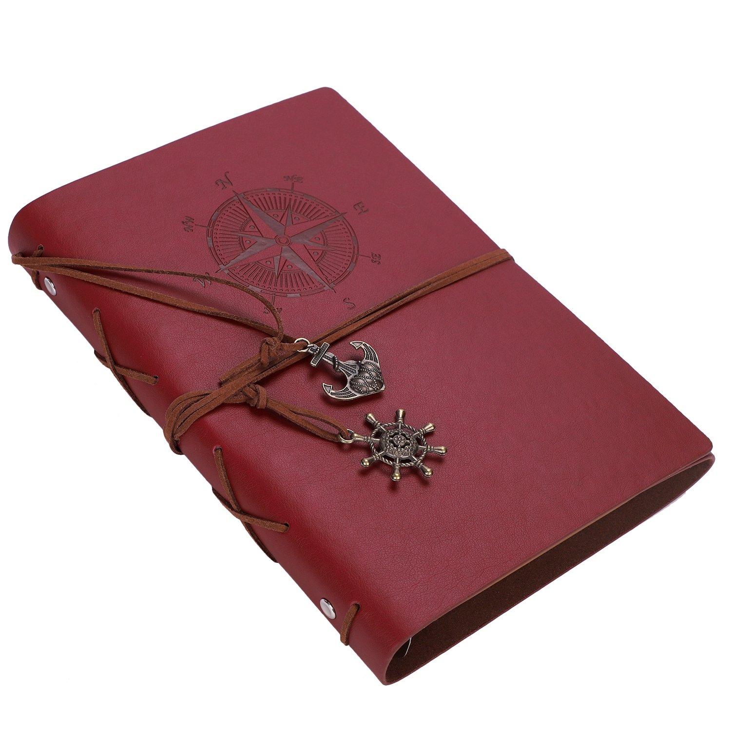 

A5 size antique PU ring plain memo cute and pirate-style notebook/diary, finish, binder, 6-hole binding, pages, diary, pad, journal, stylish.