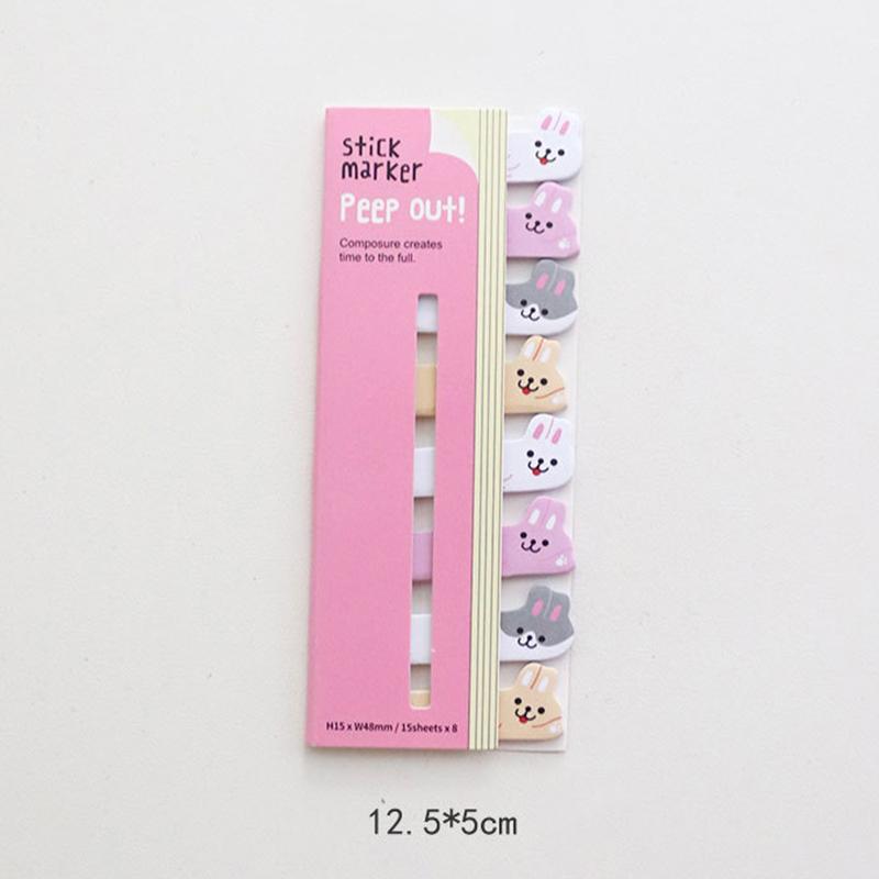 1 Piece Kawaii Stationery Cartoon Animals Marker Memo Pad Bookmark Flags Index Tab Sticky Notes Label Paper Stickers