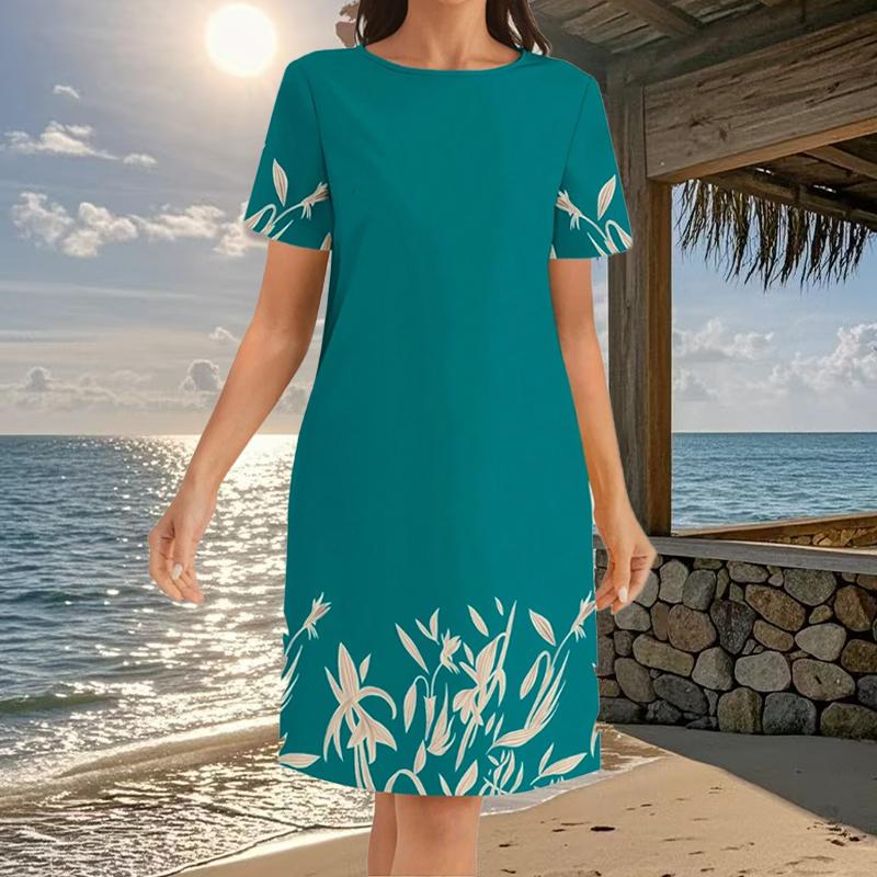 

Женская мода Изящный Ретро Принт Летнее Весеннее Платье с Коротким Рукавом и Круглым Вырезом Повседневные Платья 8XL дубильная кора