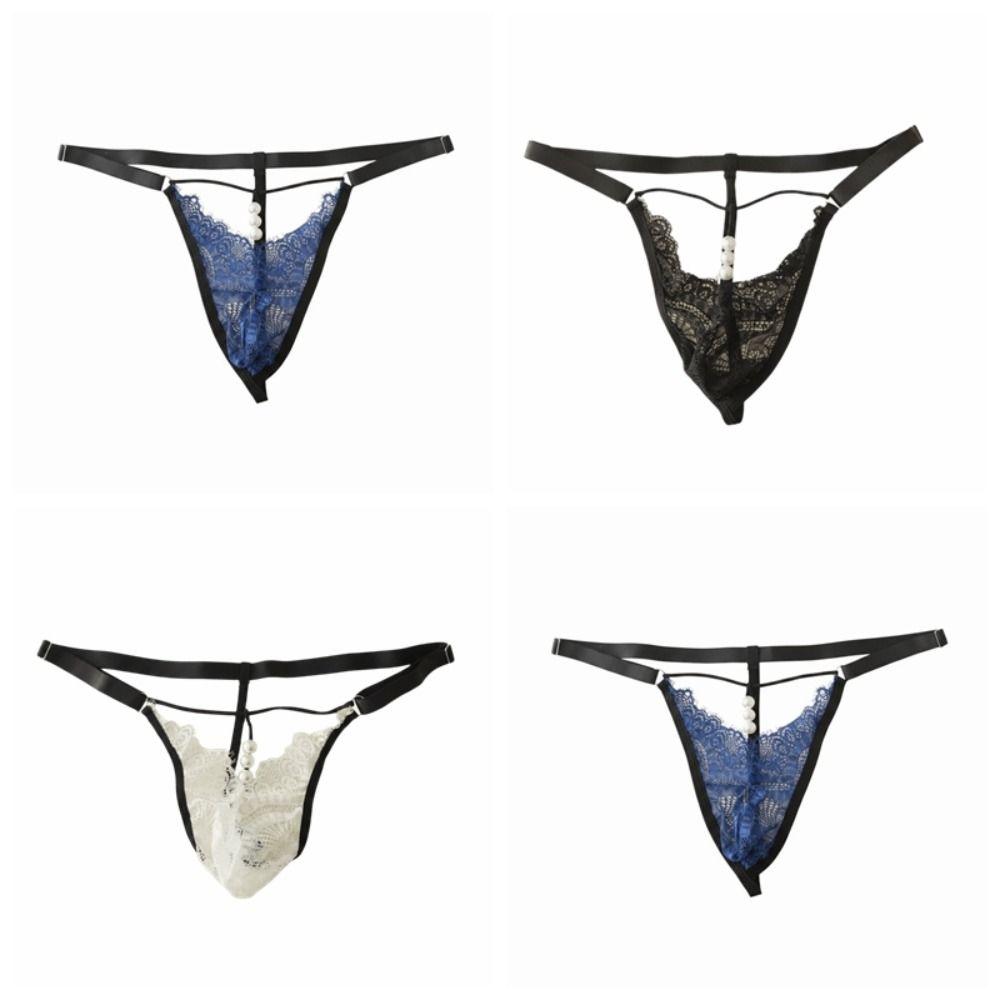 Low Waist Lace Triangle Panties Mesh Transparent Lace Thong Date Night T-back Briefs Anniversary