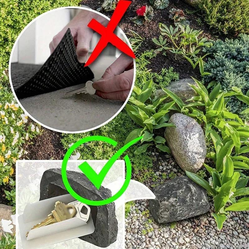 Creative Stone Key Box Safety Storage Box Hide Keys In Stone, Outdoor Garden Hidden Fake Rock Shape Simulation Key Safeking Tool