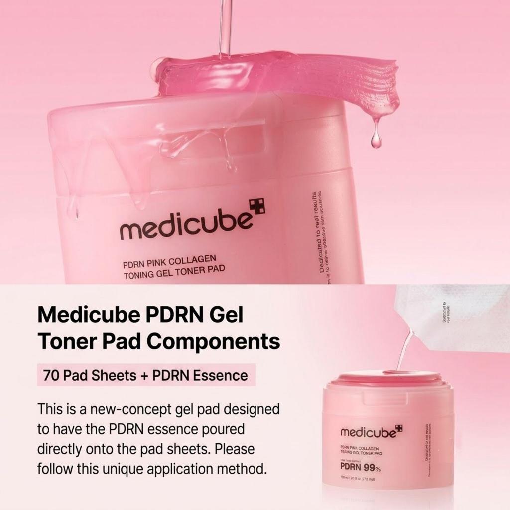 Medicube PDRN Pink Collagen Toning Gel Toner Pad 70ea