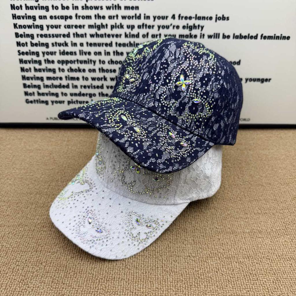 Popular hot diamond four-leaf clover baseball cap female lace breathable versatile student party sunshade show face small cap
