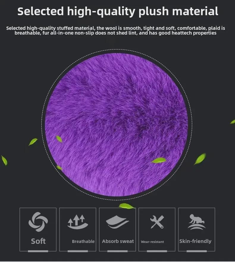 Winter Plüsch Auto Lenkrad-, Schaltknauf- und Handbremshebelbezug Set - Rexkaninchenfell, Elastische Passform