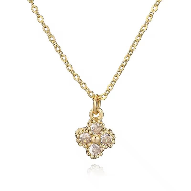New Bestselling Clover Flower Colored Zircon Women's Necklace Luxury Jewelry Gift