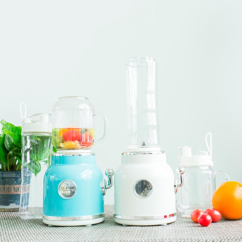 Mini Turmixgép Dupla Pohárral Retro Shake és Jégzúzó Készítő Pultos Gyümölcscentrifuga Rozsdamentes Acél Késekkel 220V