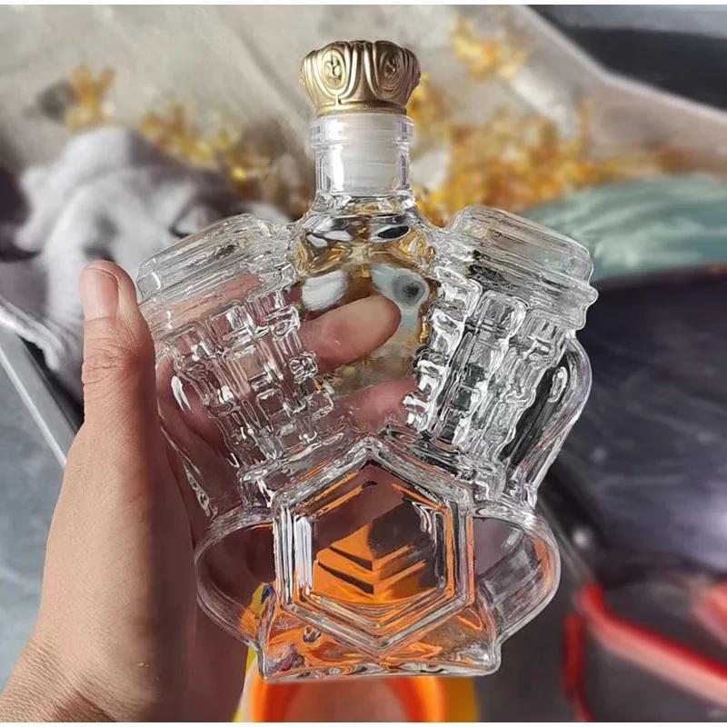 Handmade V8 V-Twin Engine Whiskey Decanter Motorcycle Theme Unique Bar Glasses for Whiskey Lovers Wine Bottle
