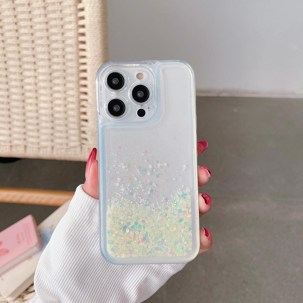 Luxury Luminous Quicksand Glitter Phone Case For IPhone Liquid Sand Transparent Soft Back Cover