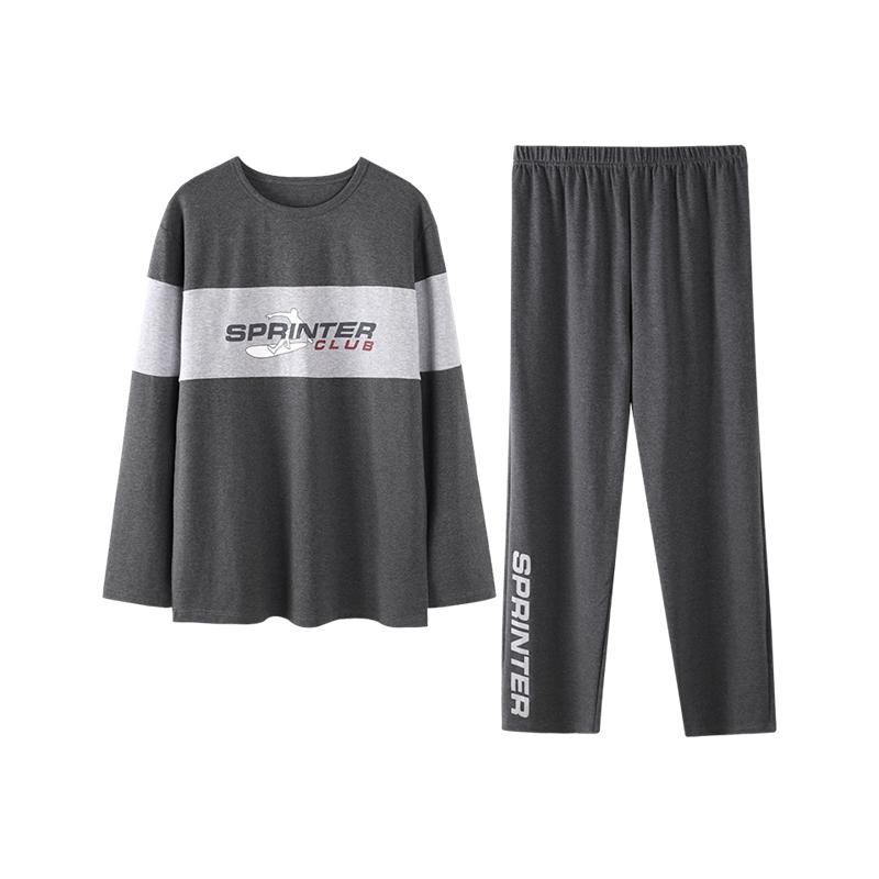 Βαμβακερή Πιτζάμα Σετ Κομψό Μινιμαλιστικό Στυλ Πιτζάμες Μεγάλο Μέγεθος Φόρμα Σπιτιού για Αγόρι Φθινόπωρο Χειμώνας Ανδρική Καθημερινή Ρόμπα