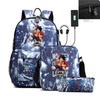 Riman Zaino con lucchetto USB ONE PIECE borsa a tracolla borsa da scuola per studenti astuccio set da tre pezzi uomo e donna