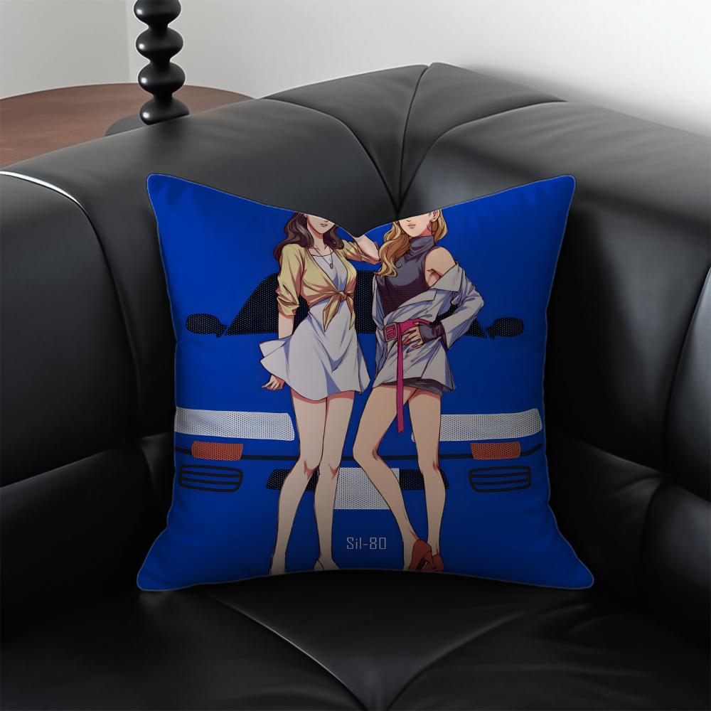 Anime Racing IInitial D Cushion Cover Pillow Case Antidustmite Invisible Zipper Silky Plush Cushion