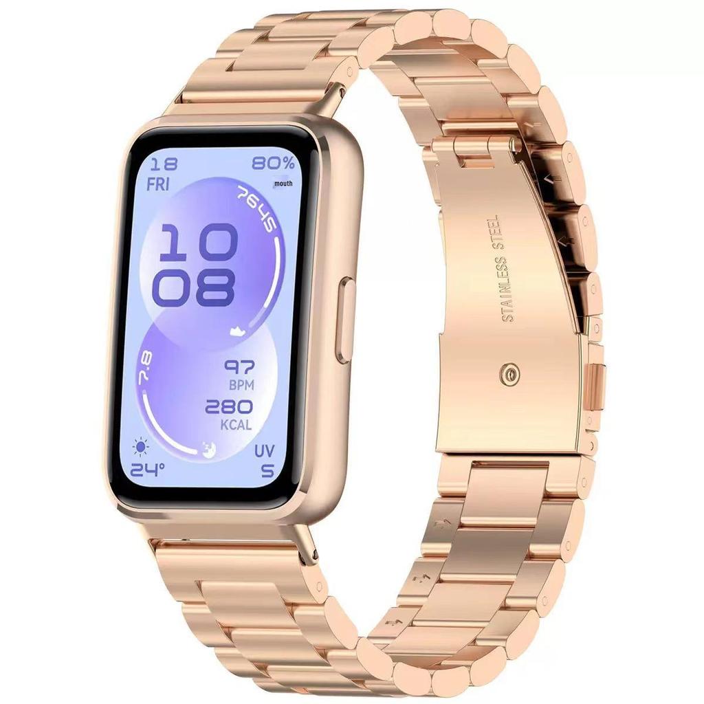 Compatible with Huawei Band 11 Pro: Three-Bead Stainless Steel Strap