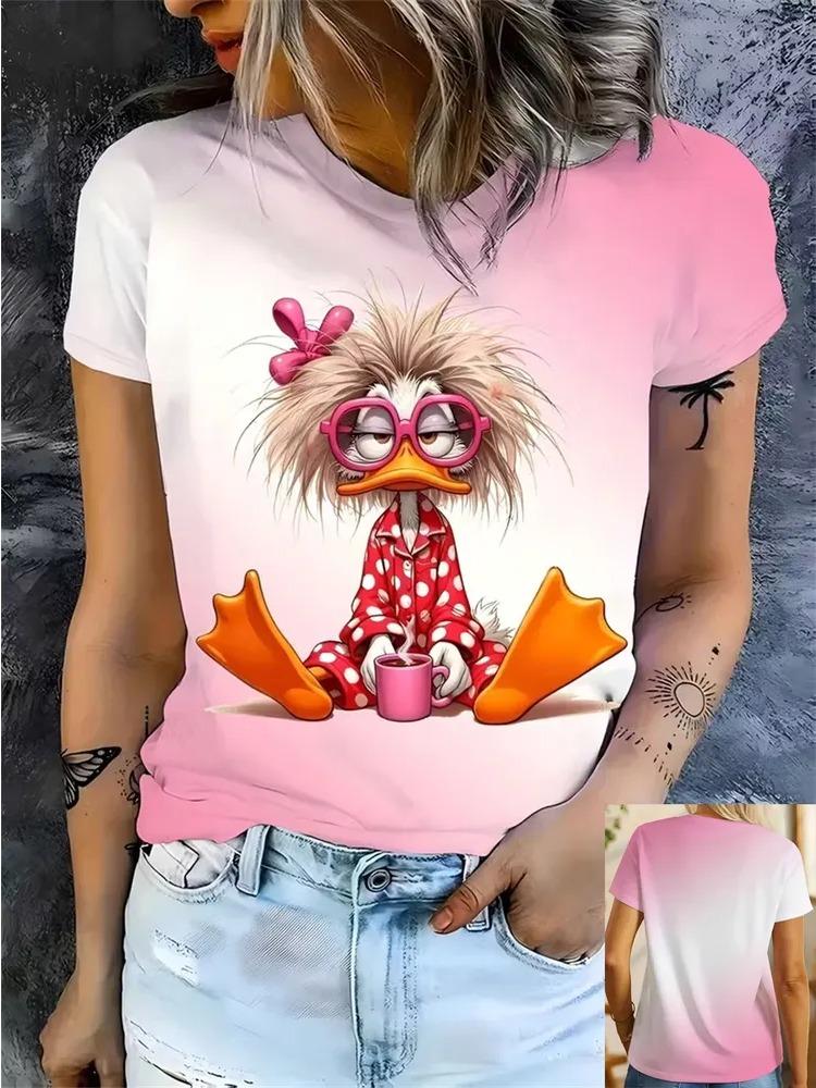 Kreativní Zábavné 3D Tištěné Tričko s Módním Neutrálním Roztomilým Harajuku Stylem Ležérní Krátký Rukáv