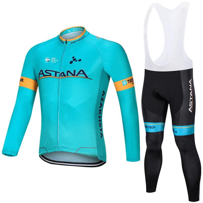 Herren Damen Radsport Trikot Trägerhose Set Atmungsaktiv Langarm Rennrad Outfit