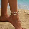 2Pcs Starfish And Turtle Designs Pendant Jewelry Gift For Women Summer Ocean Anklet Necklace Waist Chain