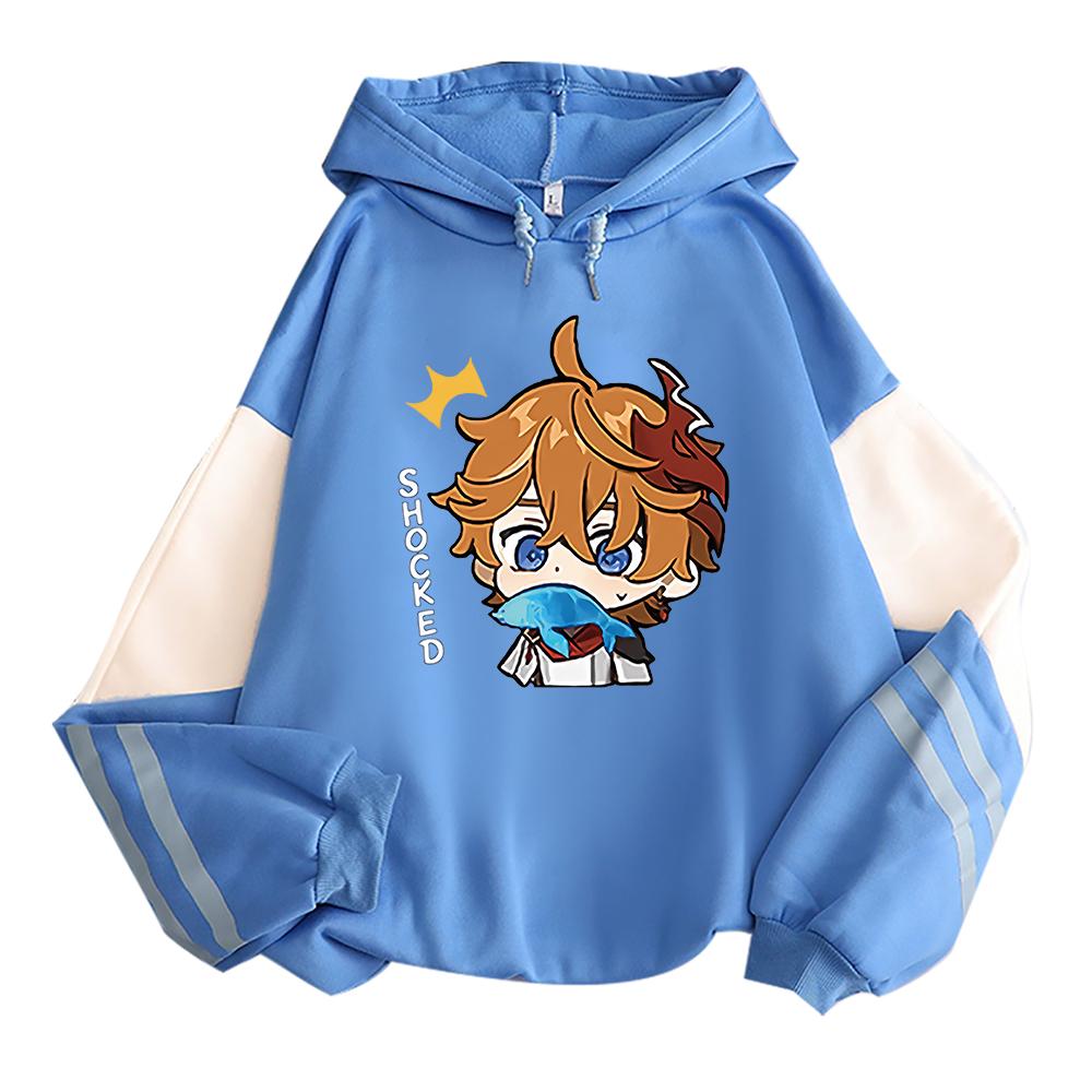 Harajuku Game Genshin Impact Tartaglia Hoodie Printed Women Men Fashion Kawaii Boy Head Poster Long Sleeve Streetwear Man Sweatshirts