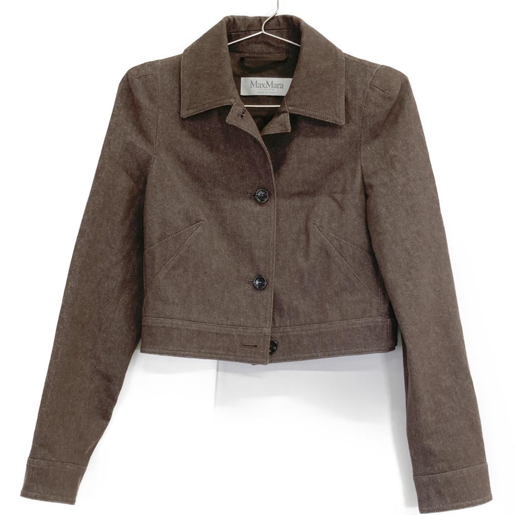 Max Mara [Excellent Condition/25 Stainless Steel] 25110410136/25111310136 Carpa Denim Short Jacket/Pants Suit Setup Jacket 34/Bottoms 36 BrownUsed