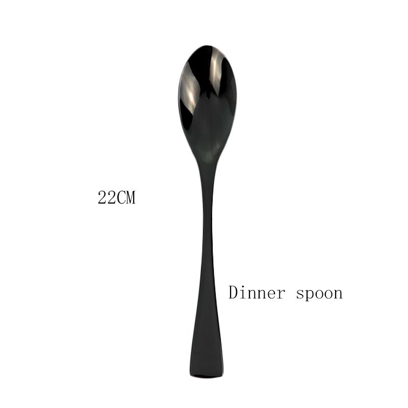 Sada nádobí Nerezová ocel Kuchyňská sada příborů Černý steakový nůž Dezertní lžíce Příbory Vidlička Stolní doplňky