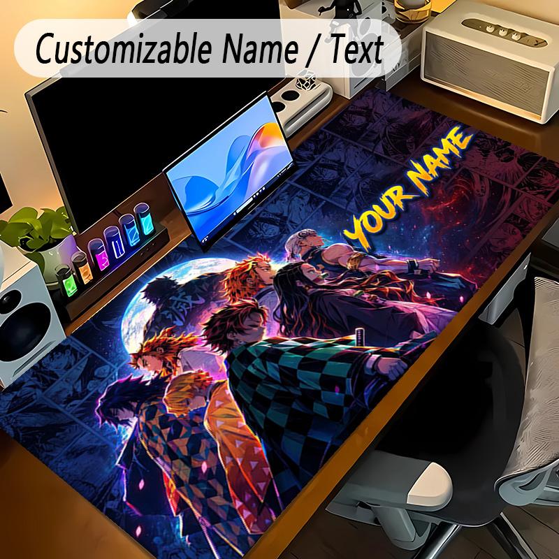 Large Mouse PadDemon Slayer Custom Name Text Personalized Desk Mat Non Slip Gaming Pad