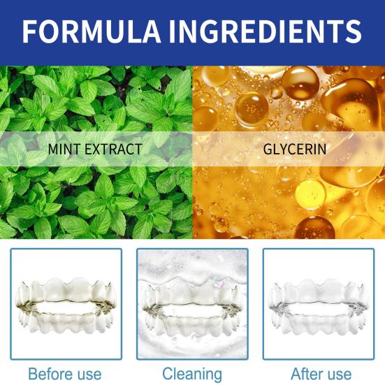 Yousheng 30ml Denture Cleaner Reduce Sensitive Dirt Strong Clean Power Fresh Breath Whitening Stain-removing Retainer Foam Cleanser for Home