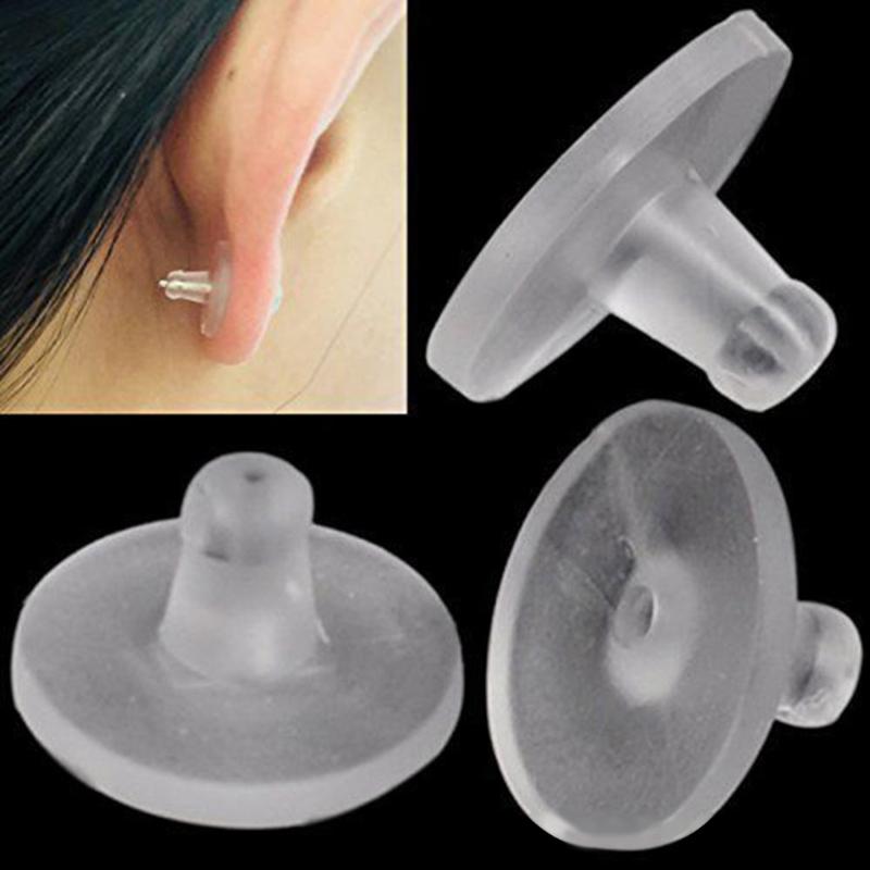 100 Pieces Soft Clear Earring Backings Silicone Rubber Safety Back Pads Backstops Replacement for Earring Studs Hoop DIY