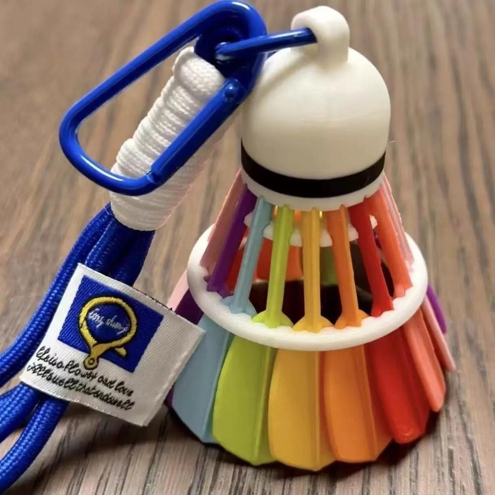 Rainbow Color Badminton Keychain Creative 3D Printing Keyring  Badminton Enthusiast