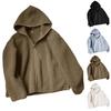 Women's Casual Hooded Zip-up Warm Solid-color Long-sleeve Coat