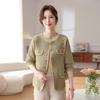 Elegant French Chic Striped Wool Cardigan for Women - Autumn/Winter Double-Sided Knit