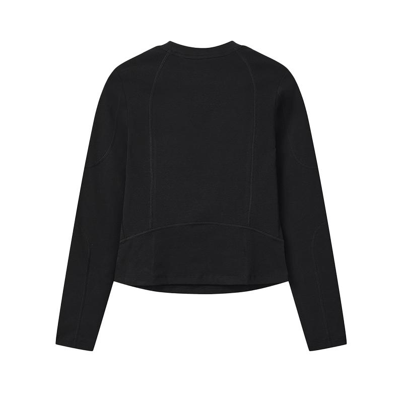 FILA Original Fashion Classic Versatile Elastic Slim Fit Knitted Long Sleeve T-Shirt Women Tops F11W549208FBK