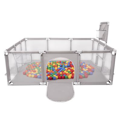 Kojec dla dzieci duży rozmiar ze 100 piłkami dla dzieci, szary:żółty/zielony/niebieski/czerwony/pomarańczowy