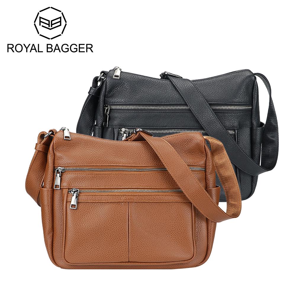 

Женская сумка через плечо Royal Bagger из натуральной кожи, большие вместительные кошельки-портфели с несколькими карманами, модная сумка через плечо 1856 чёрный