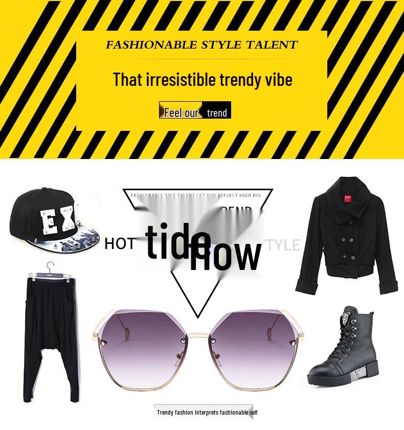 Trendy Frameless Women's Sunglasses - European & American Style, UV Protection, Round Face, Fashionable Driving Glasses