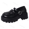Woman Shoes Round Toe Mary Jane Chunky Loafers Platform High Heels Shoe Women Pumps PU Leather Buckle British Retro Dresses Shoe
