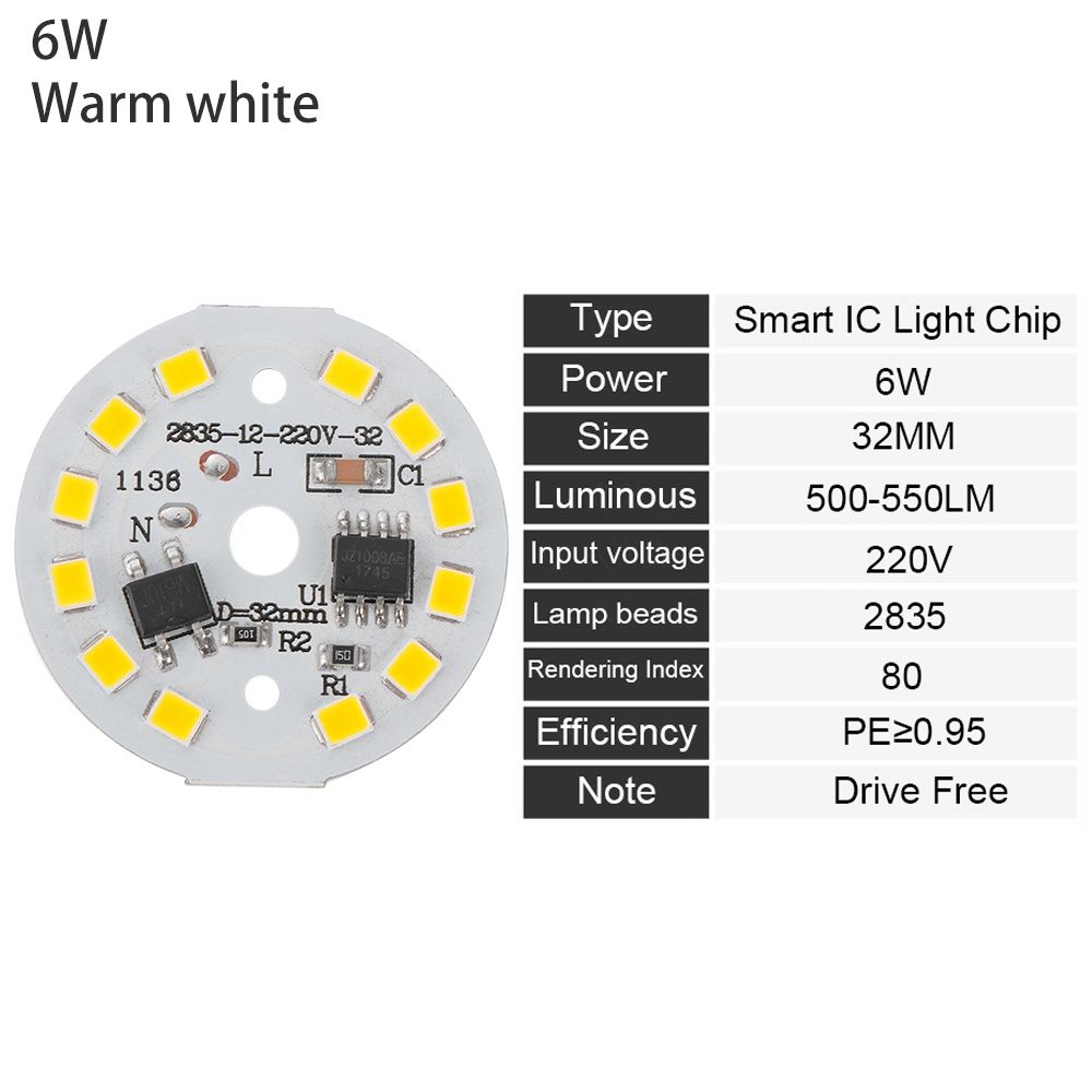 1Pc Round AC220V 15W 12W 9W 7W 6W 5W 3W Bulb Lamp Bean LED Chip Light Plate 2835 SMD