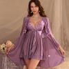 Elegant Women's Lace Trim Summer Camisole Dress & Nightgown Set with Breast Pads
