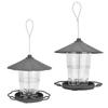 Gjennomsiktig hengende fuglemater paviljongformet fuglemater med tak for hage gårdsplass