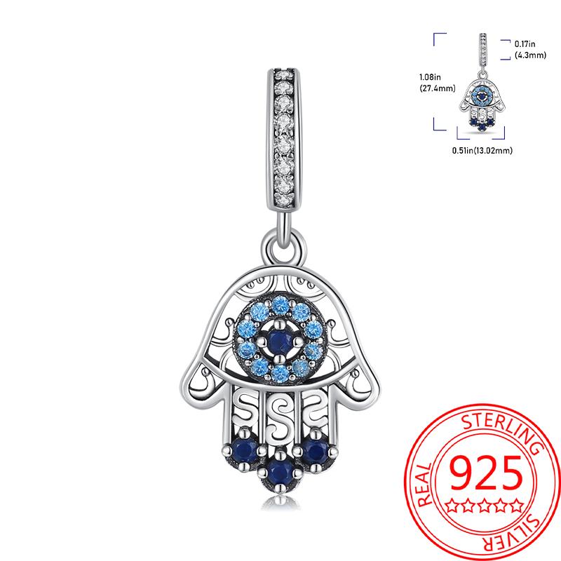 Mysterious Copper Love Evil Eyes Celtic Knot Palm Pendant Beads Safety Clip Fit Brand Bracelet Premium Gift Diy