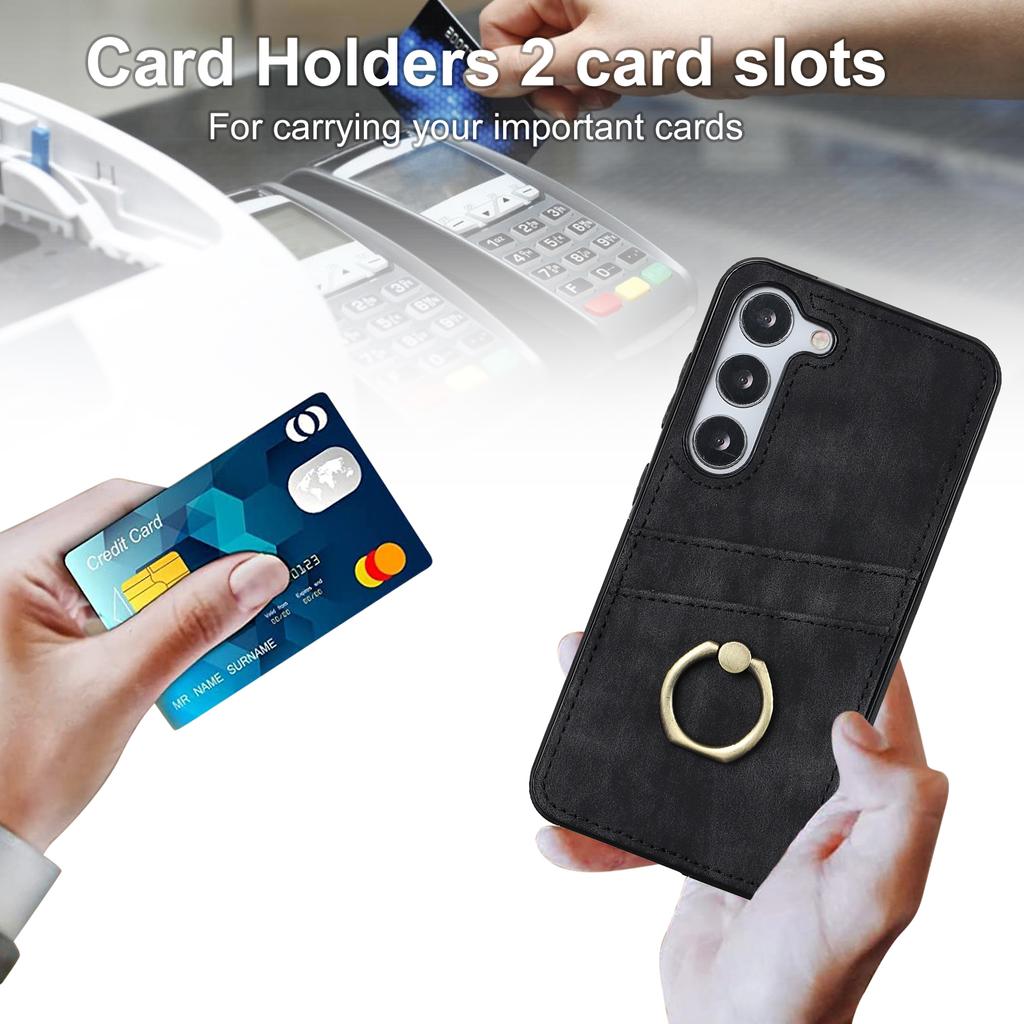 For Samsung Galaxy S24 Case PU Leather Coated TPU Retro Card Slots Phone Cover