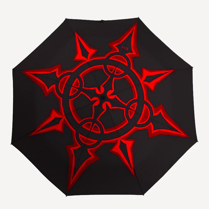 1pc Red Compass Symbol Umbrella with Plastic Handle, Suitable for All Seasons Outdoor PT427