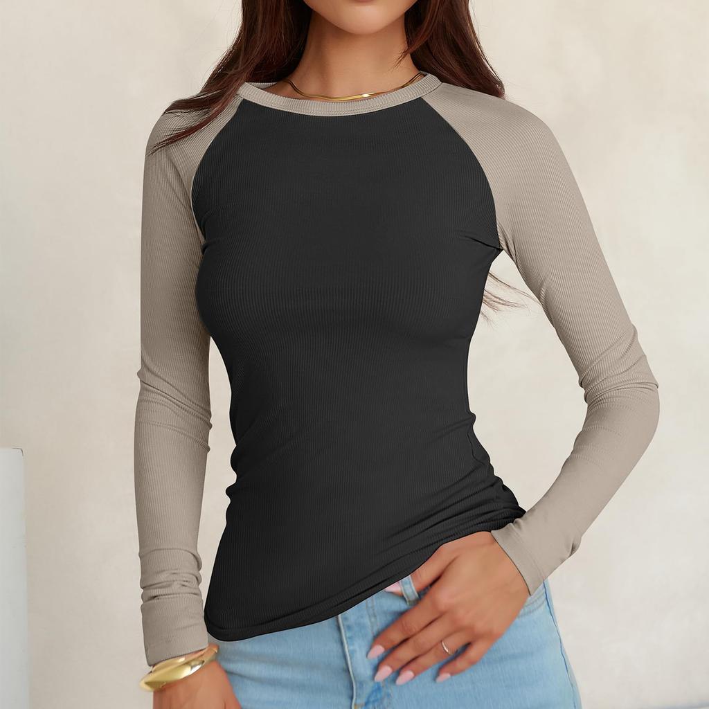 Women Long Sleeve Shirts Slim Fitted Tops Casual Basic Tight Tee T-Shirts Fall