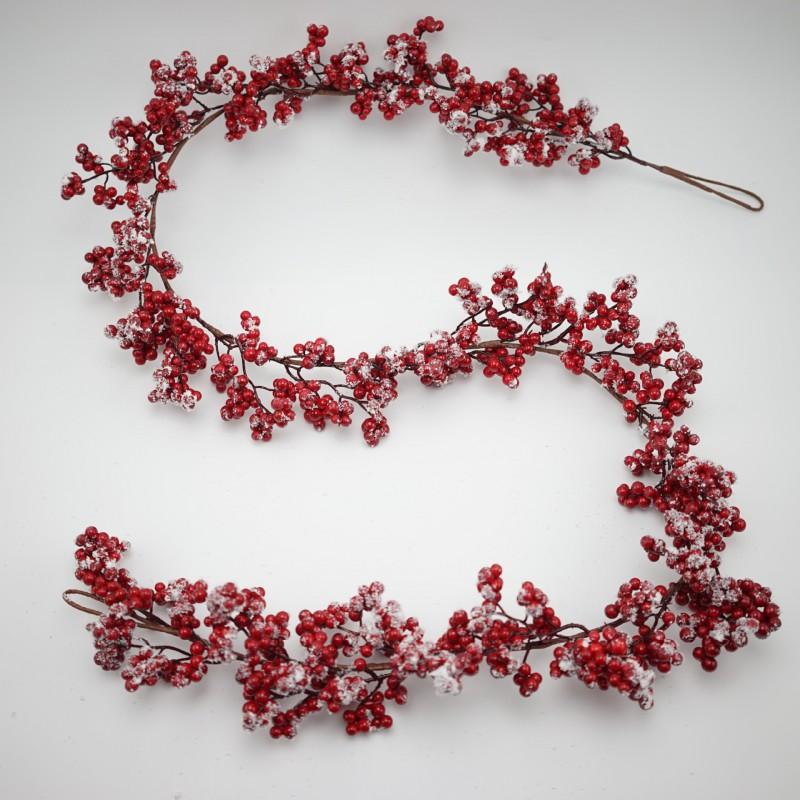 Artificial Red Berry Vine Decor Christmas Tree Home Wedding Photography Props PVC Fake Ivy Garland 100-200cm