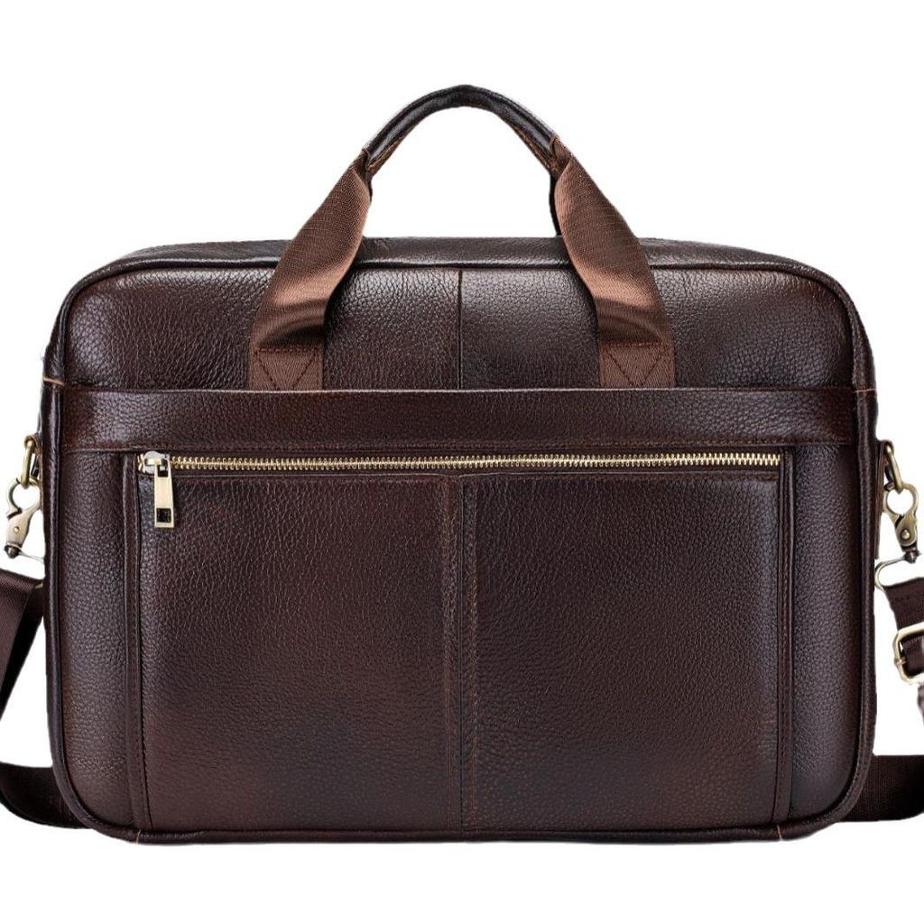 Men's Genuine Leather 15" Laptop Briefcase & Crossbody Shoulder Bag