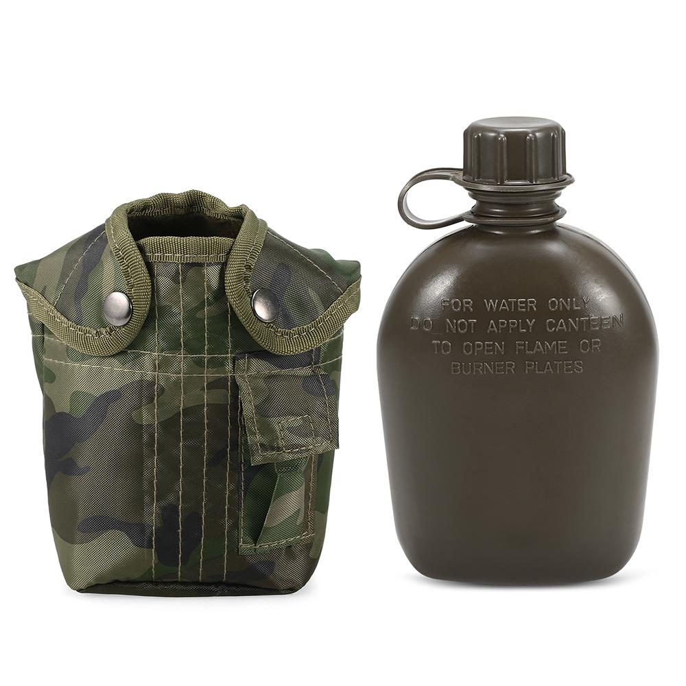 1L Outdoor Military Canteen Bottle Camping Hiking Backpacking Survival Water Bottle Kettle with Cover Swell Water Bottle 2026