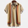 Camicia da uomo a maniche corte a righe stile hawaiano con stampa 3D, larga, stile street, top alla moda da uomo, casual, semplice, senza tasche
